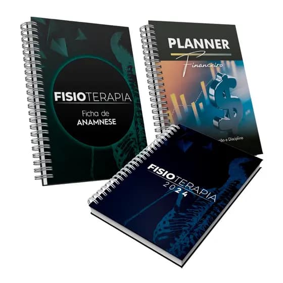 Kit Agenda Fisioterapia Anamnese Capa Dura Planer Financeiro