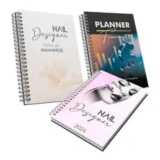 Kit Agenda Designer Unhas, Anamnese A5 planner financeiro