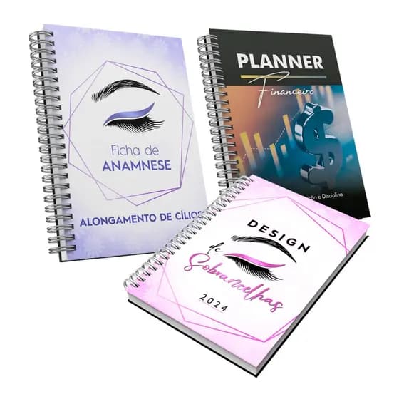 Kit Agenda Design Sobrancelha, Anamnese A5 planer financeiro