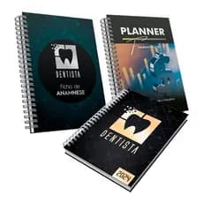 Kit Agenda Dentista Anamnese Capa Dura Planner Financeiro