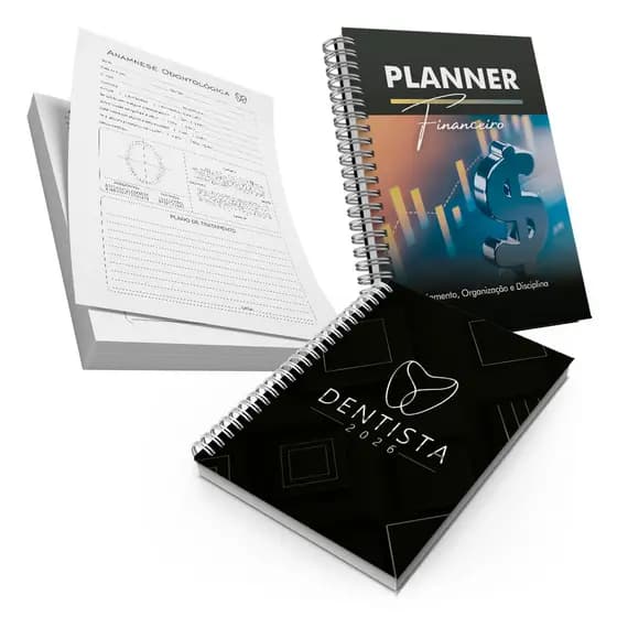 Kit Dentista Agenda + ficha Anamnese Odontologica + Planner