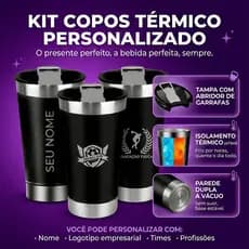Kit 10 Copos Termico personalizado Nome,Time, Logo Com Tampa