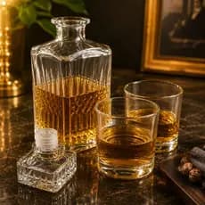 Garrafa Whisky 1L Decanter Luxo Whisky Licor Argyle com 2 Copos Baixo de Vidro