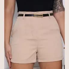 Shorts Feminino Alfaiataria Casual Social Curto Cintura Alta