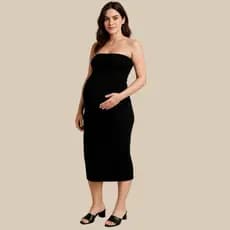Vestido Longo Gestante Gravida Canelado Midi Texturizado Grosso