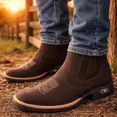 Botina Bota Agro Masculina Country Roça Lisa Trabalho Rural Rustica