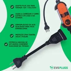 Adaptador Tomada 20a Para 10a Carregador Carro Elétrico e Eletrodomésticos