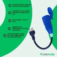Adaptador tomada europeia schuko para 20a 3p residencial