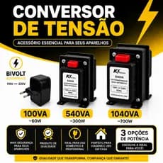Conversor de Voltagem Bivolt 110V para 220V e 220V para 110V Transformador