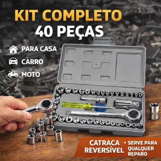 Kit Jogo de Chave Catraca Soquete 40 Peças