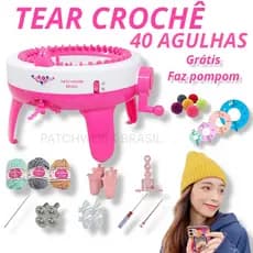 TEAR DE MANIVELA MÁQUINA  DE TRICÔ FAZER GORROS E TOUCAS 40 AGULHAS KIT FAZ POMPOM GRÁTIS