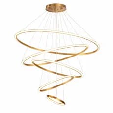 Lustre Pendente Moderno Anéis 5 Arcos Pe Direito Duplo Alto Cor Dourado 110V/220V