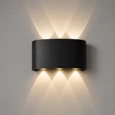 Arandela LED Meia Lua de Parede Luminária Fachos 6w Preta - Branco Quente Bivolt