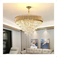 Lustre Pendente Vana Gold 3 Cristal L15 E14 Cristal K9 127/220v Dourado
