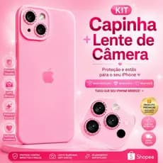 kit Película lente de câmera Brilhante com case Silicone aveludado iPhone XR ao 17 Pro Max