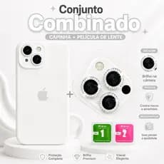 Kit Capinha Premium Iphone  + Película de Lente Fechada iPhone XR ao 17 Pro Max Anti Impacto Luxo