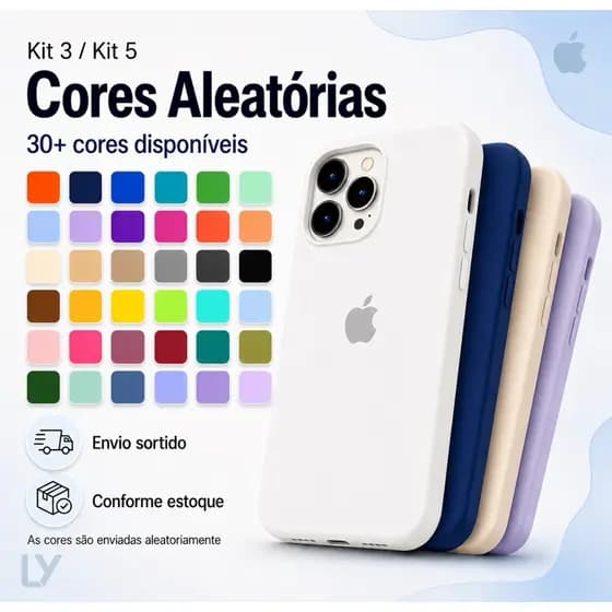 Kit 5 ou 3 Capinhas iPhone Cores Sortidas | Mais Vendidas cores surtidas