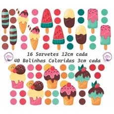 Adesivo Sorvete - Adesivo Sorveteria - Kit adesivo picole - Adesivo picole - Adesivos Decorativos Sorveteria