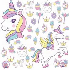 Adesivo De Parede Quarto Menina Teen Unicórnio Colorido Infantil -Arcoiris - Rostinho do Unicórnio