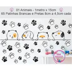 Adesivo Pet Petshop Cachorro Gato decoração Parede Vitrine Porta janela Kit 66 Adesivos