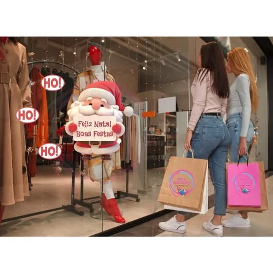 Adesivo Papai Noel - Adesivo Colante Feliz Natal - Adesivo para vitrine Feliz Natal - Adesivo Boas Festas Natal