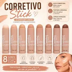 Corretivo & Contorno Stick - Linha Comfort Skin – Paleta de Cores MAHAV
