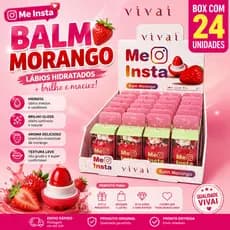 Balm Labial Morango Vivai Me Insta Box C/24 Unidades Hidratante Gloss Brilho Labial