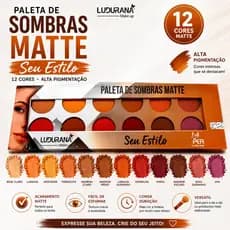Paleta de Sombras Ludurana 12 Cores Seu Estilo Matte Alta Pigmentação