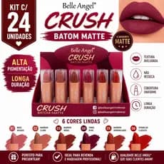 Kit 24 Batom Matte Belle Angel Crush B104 Box A Alta Pigmentação