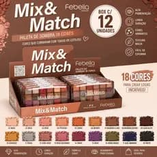 Box C/12 Paleta De Sombras Mix & Match Febella 18 Cores PSO30347