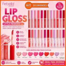 Kit C/24 Lip Gloss Little Princess Febella Com Glitter E Brilho Labial