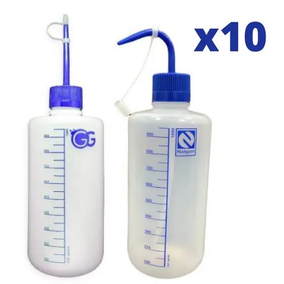 10 Pisseta Graduada Plástica Almotolia Frasco 1000ml/500ml/250ml/125ml Bico Reto e Curvo