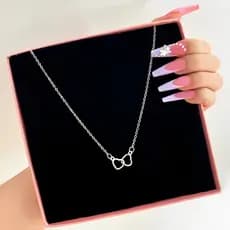 Colar gargantilha de coração duplo para mulheres, Girl Party Clavicle Chain, Joias