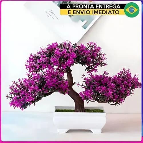 Bonsai Artificial 25cm Realista de Plástico com Vaso Bonsai para Casamento Planta Árvore Pequena Decoração Verde Amarelo