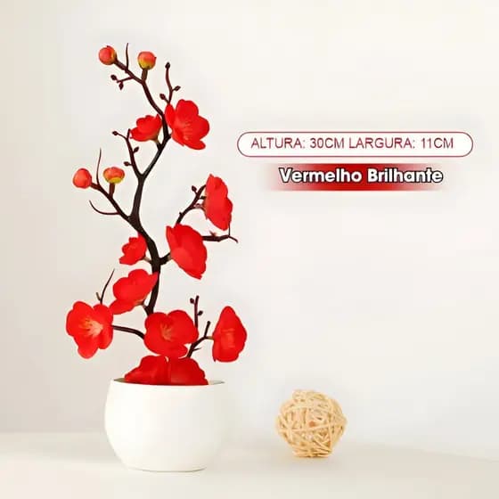 Bonsai Artificial com Flores de Cerejeira e Pêssego - Ideal para Casa e Jardim