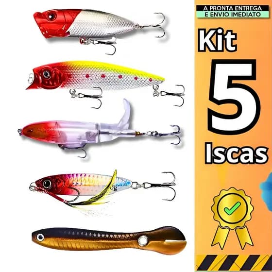 5pçs Kit Isca Artificial De Pesca Iscas Tamanho Misto