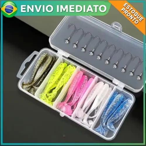Kit Jig Head + Shad 6,5cm Isca Artificial Peixinho Soft Pesca de praia, barranco e embarcado