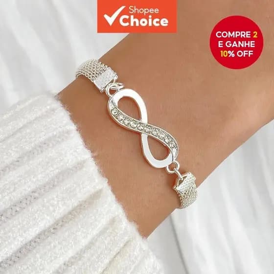 Pulseira De Prata Ajustável Banhada A Ouro Para Mulheres Moda Corrente Infinita Uso Diário