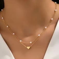 Colar De Corrente De Clavícula Em Camadas Com Borla De Pérola Acessório Moderno Para Melhorar A Forma Do Corpo