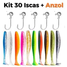 Isca Shad Soft Artificial 6,5cm Com Anzol Jig Head Inox Pesca Praia Robalo Tucunaré