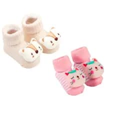 Kit Meia Infantil Com Chocalho Bebê 3d Antiderrapante Chocalhos Kit 2 ou 4 ou 6 pares
