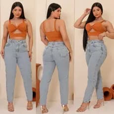 Calça mom jeans feminina cintura alta linha premium