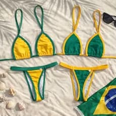 BIQUINI FEMININO BRASIL FITA MODA PRAIA BRASILEIRINHA AMARELO VERDE AZUL
