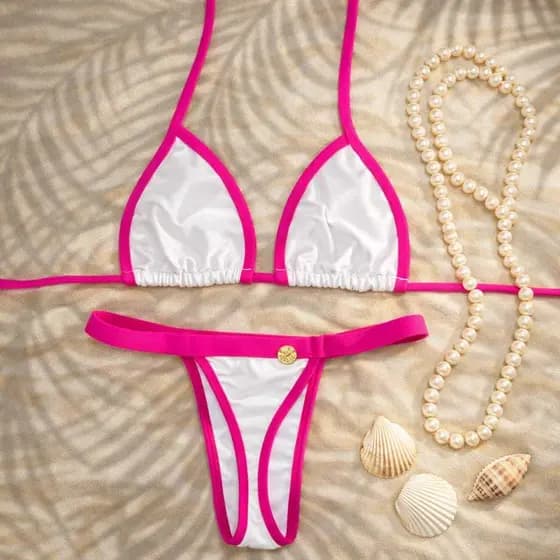 BIQUINI FEMININO FITA CINTURA ALTA BEACH CONFORTAVEL DUO COLLOR VIRAL MODA PRAIA