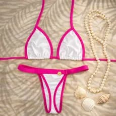 BIQUINI FEMININO FITA CINTURA ALTA BEACH CONFORTAVEL DUO COLLOR VIRAL MODA PRAIA