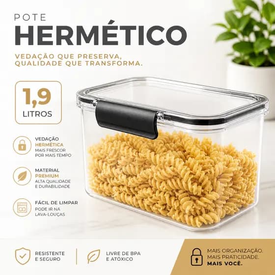 Potes Organizadores Hermético 1,9l Clear Porta Mantimentos