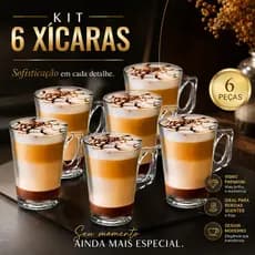 Jogo Canecas Xícaras Em Vidro Kit Canecas Para Chá Café Capuccino