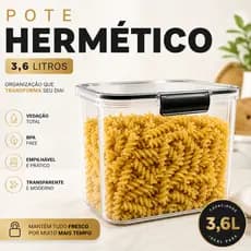 Potes Organizadores Hermético 3,6L Clear Porta Mantimentos