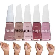 Kit 5 Esmaltes Nude Cremosos Natural Risque