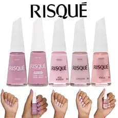 Kit 5 Esmaltes Risque Tons Rosa Delicados E Cores Classicas Original